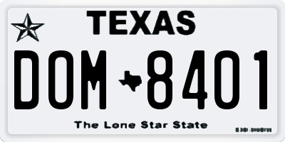 TX license plate DOM8401