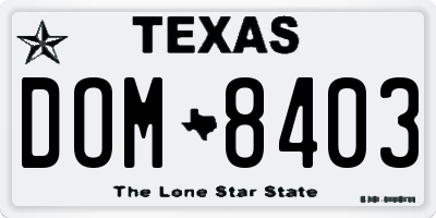 TX license plate DOM8403