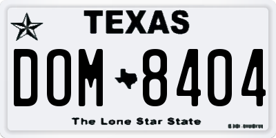 TX license plate DOM8404