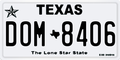 TX license plate DOM8406