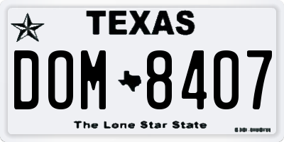 TX license plate DOM8407