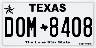 TX license plate DOM8408
