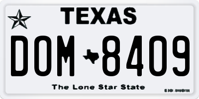 TX license plate DOM8409