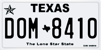 TX license plate DOM8410