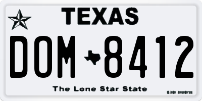 TX license plate DOM8412