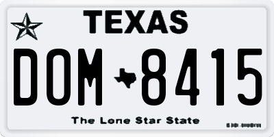 TX license plate DOM8415