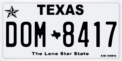 TX license plate DOM8417