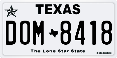TX license plate DOM8418