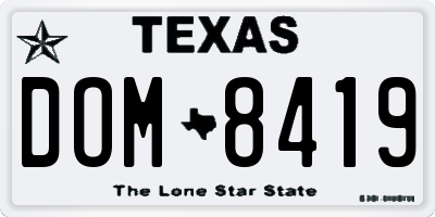TX license plate DOM8419
