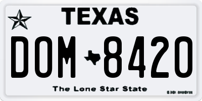 TX license plate DOM8420