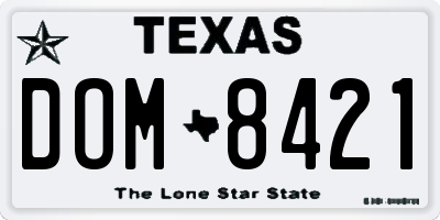 TX license plate DOM8421