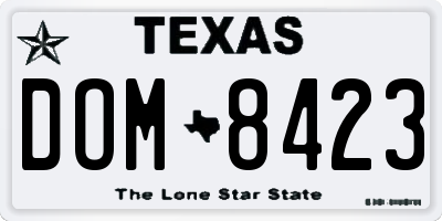 TX license plate DOM8423