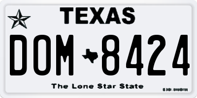 TX license plate DOM8424