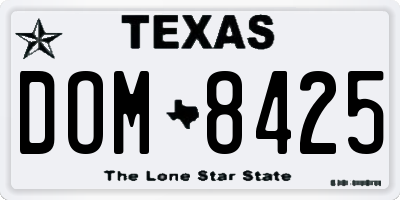 TX license plate DOM8425