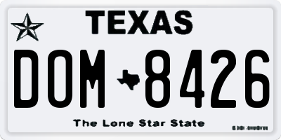 TX license plate DOM8426