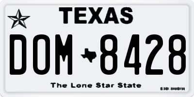 TX license plate DOM8428