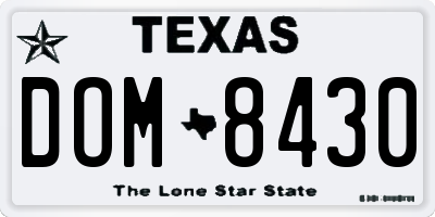 TX license plate DOM8430
