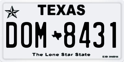 TX license plate DOM8431