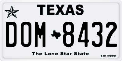 TX license plate DOM8432