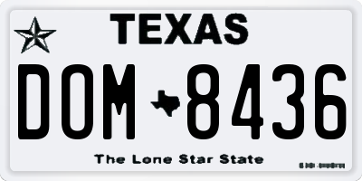 TX license plate DOM8436