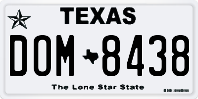 TX license plate DOM8438