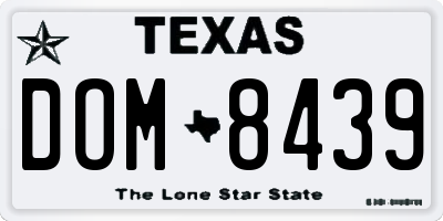 TX license plate DOM8439