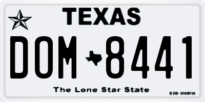 TX license plate DOM8441