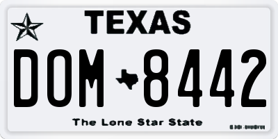 TX license plate DOM8442