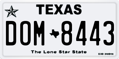 TX license plate DOM8443