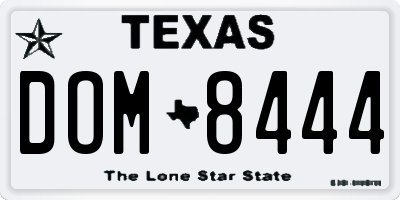 TX license plate DOM8444
