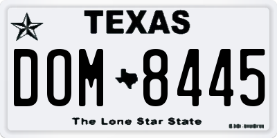 TX license plate DOM8445