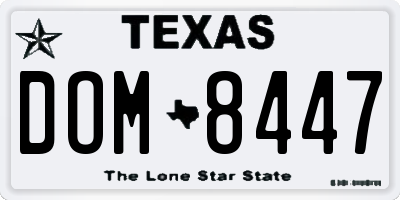 TX license plate DOM8447