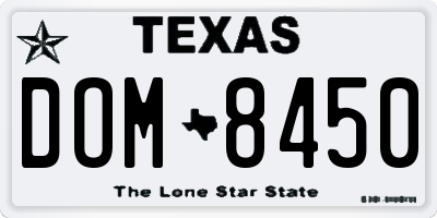 TX license plate DOM8450
