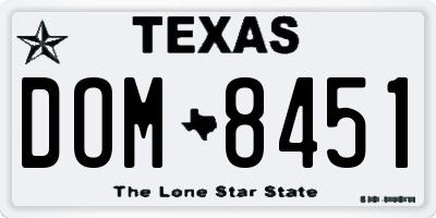 TX license plate DOM8451