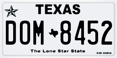 TX license plate DOM8452