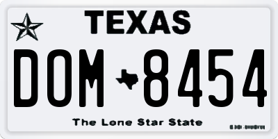TX license plate DOM8454
