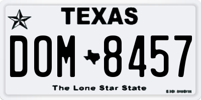 TX license plate DOM8457