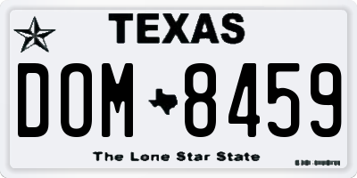 TX license plate DOM8459