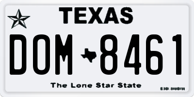TX license plate DOM8461