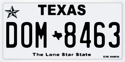 TX license plate DOM8463