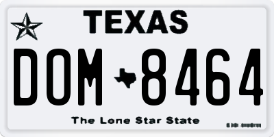 TX license plate DOM8464