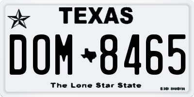 TX license plate DOM8465