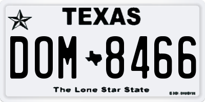 TX license plate DOM8466