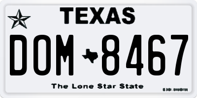 TX license plate DOM8467