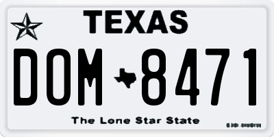 TX license plate DOM8471