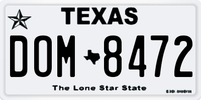 TX license plate DOM8472