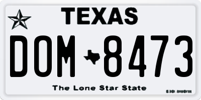 TX license plate DOM8473
