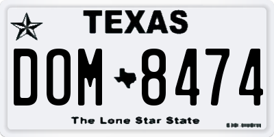 TX license plate DOM8474