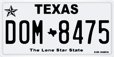 TX license plate DOM8475