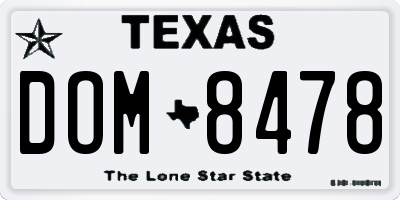 TX license plate DOM8478